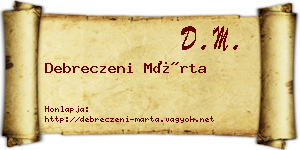 Debreczeni Márta névjegykártya