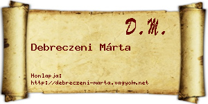 Debreczeni Márta névjegykártya